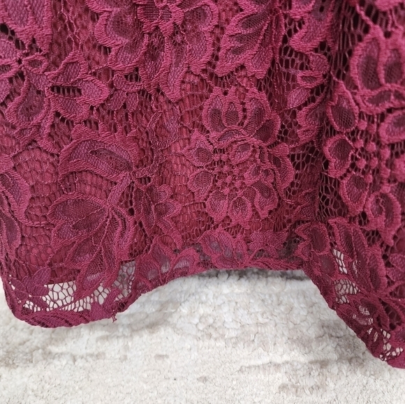 NWT Betsy & Adam Mock Open-Back Burgandy Lace Gown Size 10 - Picture 7 of 15
